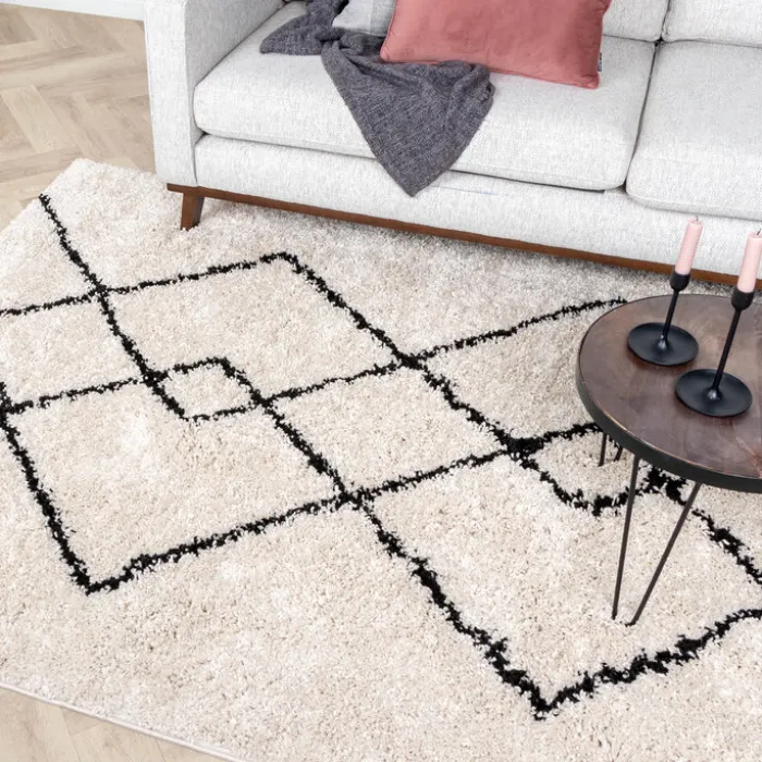 Teppich Hochflor - Sensa Pair Creme Schwarz