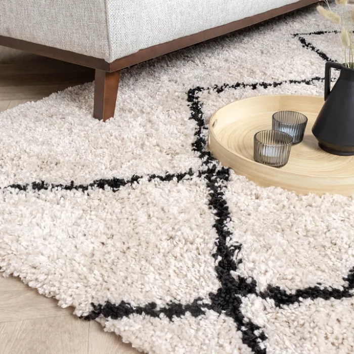 Teppich Hochflor - Sensa Pair Creme Schwarz
