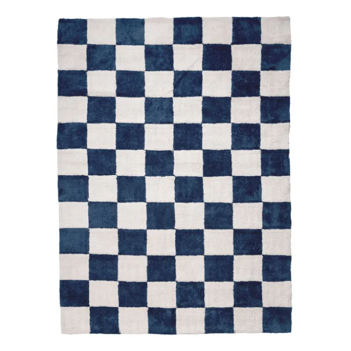Teppich kariert - Blox blau weiß