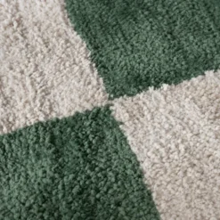 Teppich kariert - Blox Fringe grün weiß