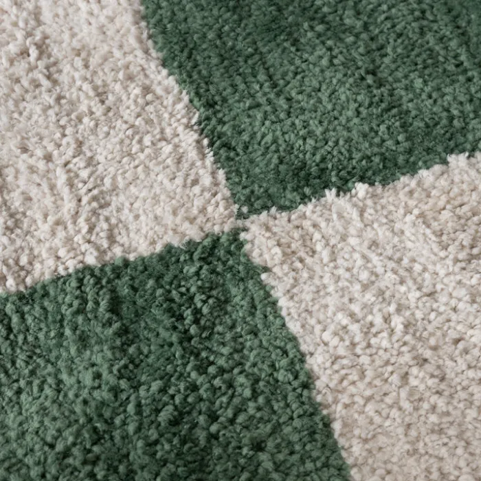 Teppich kariert - Blox Fringe grün weiß