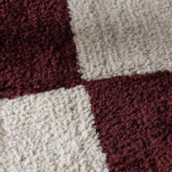 Teppich kariert - Blox Fringe rot weiß