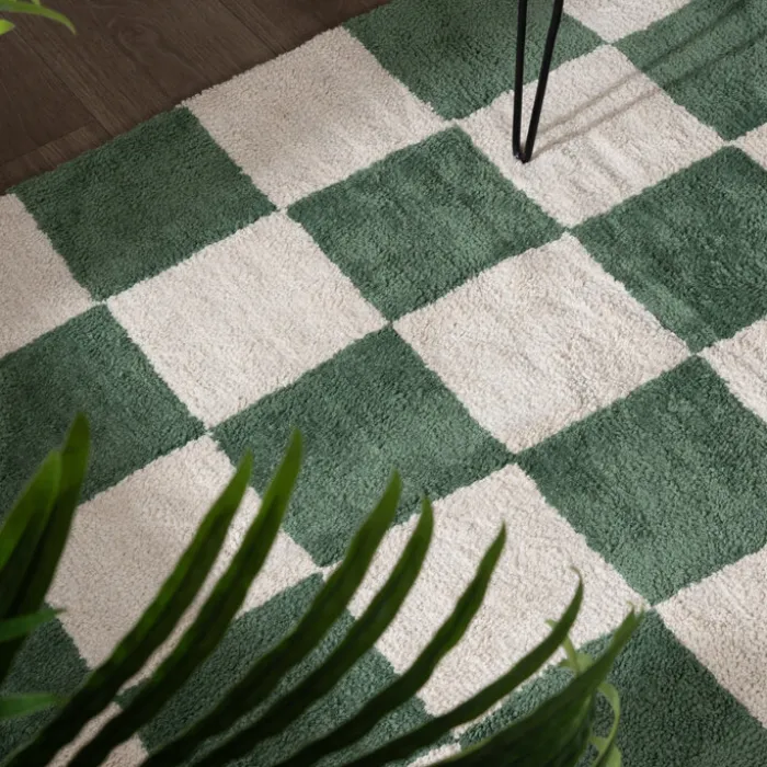 Teppich kariert - Blox grün weiß