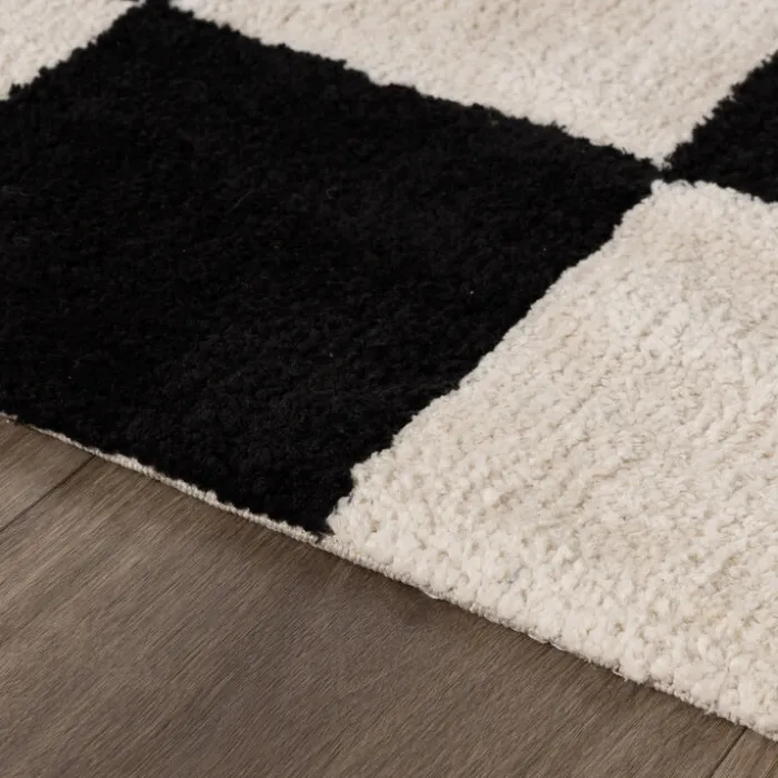 Teppich kariert - Blox schwarz weiß