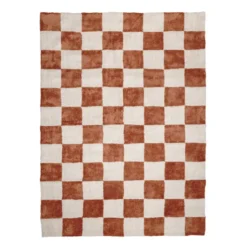 Teppich kariert - Blox terracotta weiß