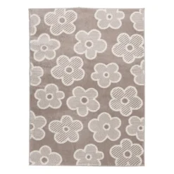 Teppich Kinderzimmer - Bowie Blume Taupe