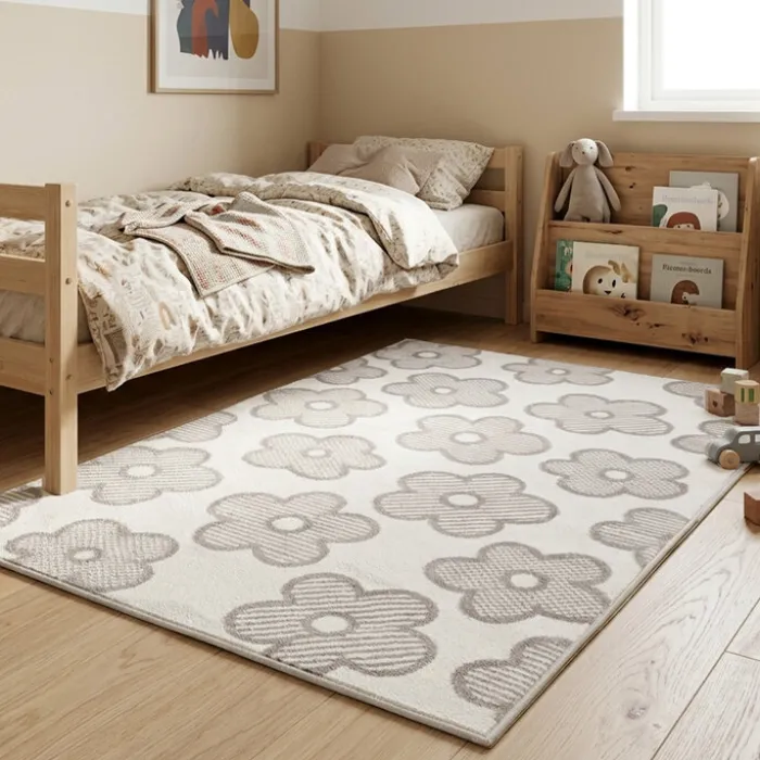 Teppich Kinderzimmer - Bowie Blume Creme