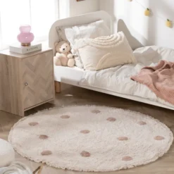 Teppich Kinderzimmer Rund - Lou Dots Taupe