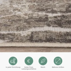 Teppich Modern - Hendrix Grunge Creme Grau