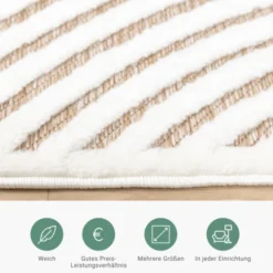 Teppich Modern - Nori Curves Weiß Taupe