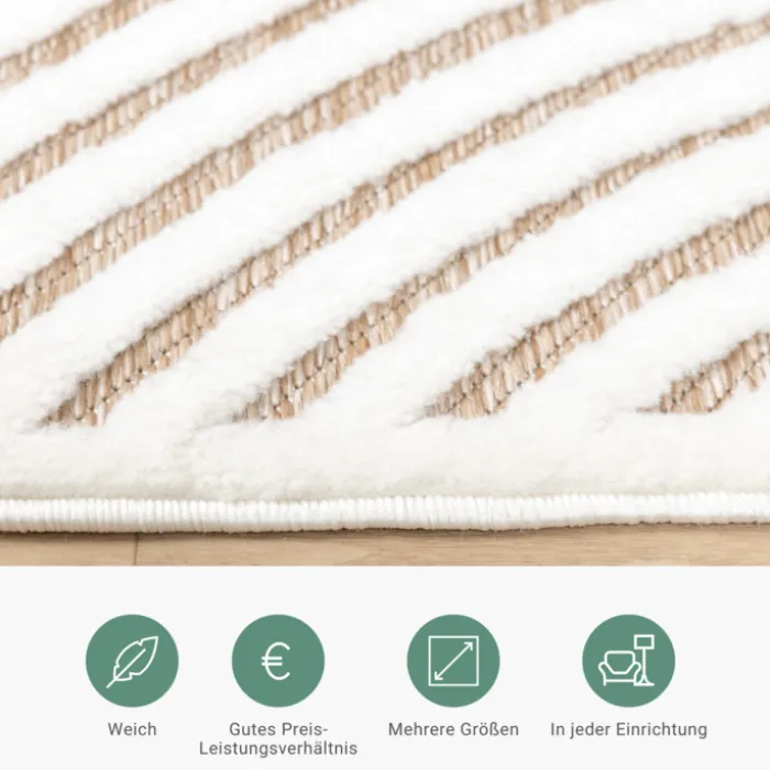 Teppich Modern - Nori Curves Weiß Taupe