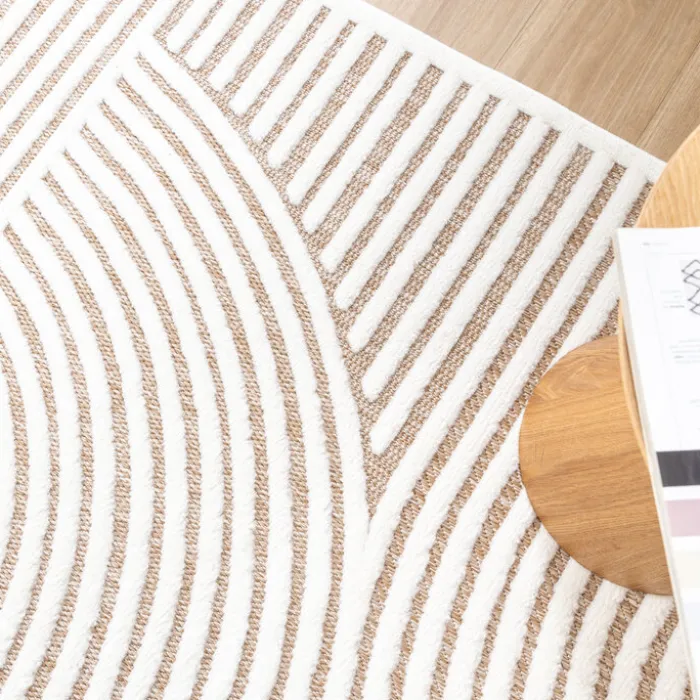 Teppich Modern - Nori Curves Weiß Taupe