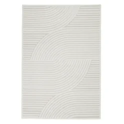Teppich Modern - Nori Curves Weiß Taupe