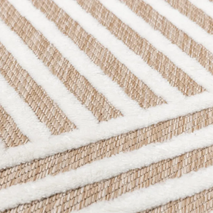 Teppich Modern - Nori Lines Weiß Taupe