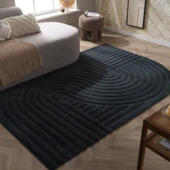 Teppich Organisch - Flowy Wavy Anthrazit
