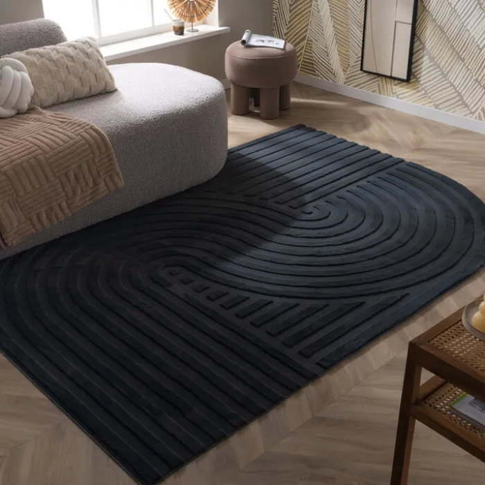 Teppich Organisch - Flowy Wavy Anthrazit