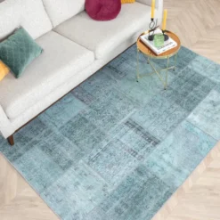 Teppich Patchwork - Estate Blau Grün
