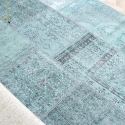 Teppich Patchwork - Estate Blau Grün