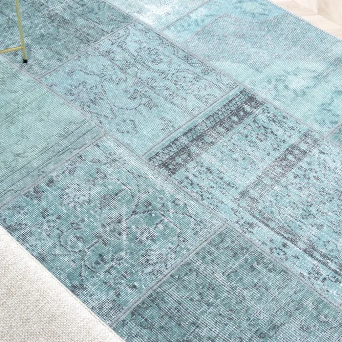 Teppich Patchwork - Estate Blau Grün