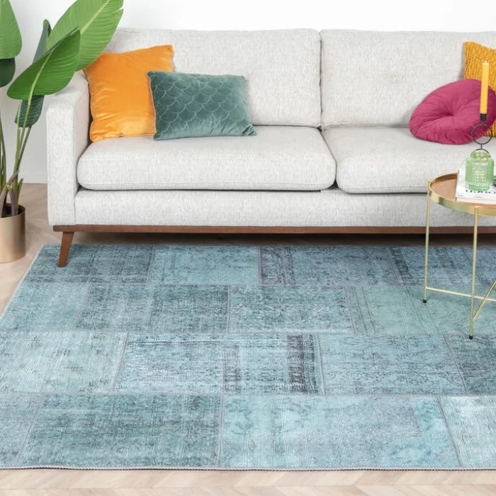 Teppich Patchwork - Estate Blau Grün