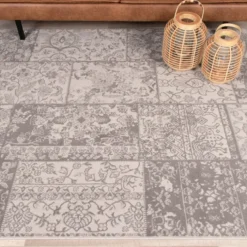 Teppich Patchwork - Miracle Grau Braun - 70x140cm