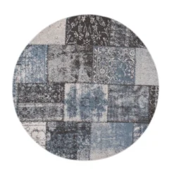 Teppich Patchwork Rund - Dreams Grau Blau