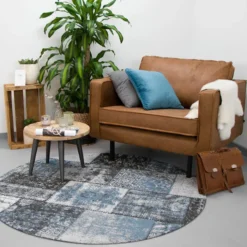 Teppich Patchwork Rund - Dreams Grau Blau