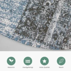Teppich Patchwork Rund - Dreams Grau Blau