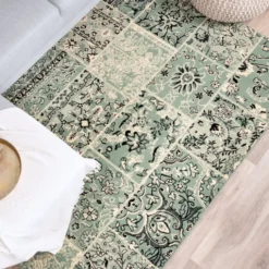 Teppich Patchwork - Wonder Grün Schwarz