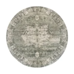 Teppich rund vintage - Kyra Medaillon Grün