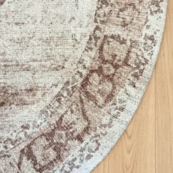 Teppich rund vintage - Kyra Medaillon Braun