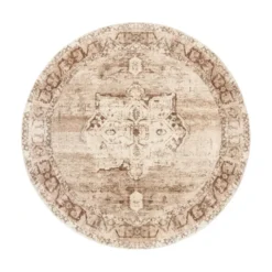 Teppich rund vintage - Kyra Medaillon Braun