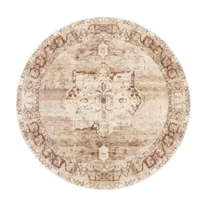 Teppich rund vintage - Kyra Medaillon Braun