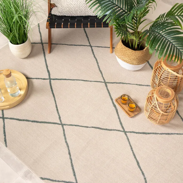 Teppich Skandinavisch - Odin Lines Creme Grün