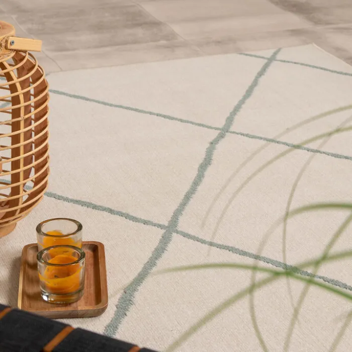Teppich Skandinavisch - Odin Lines Creme Grün
