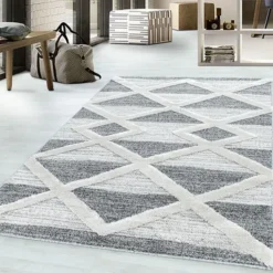 Teppich Skandinavisch - Pitea Lines Grau Creme