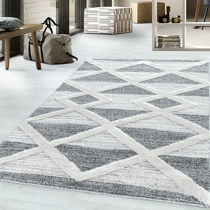 Teppich Skandinavisch - Pitea Lines Grau Creme