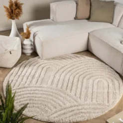 Teppich Skandinavisch Rund - Lova Arches Beige