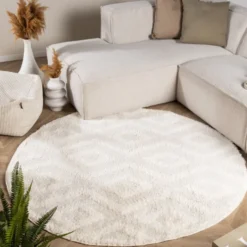 Teppich Skandinavisch Rund - Lova Diamond Creme