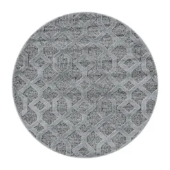 Teppich Skandinavisch Rund - Pitea Tile Grau