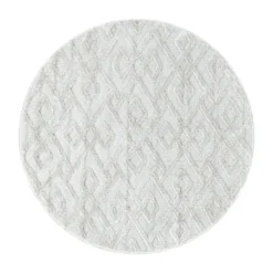 Teppich Skandinavisch Rund - Pitea Pattern Creme
