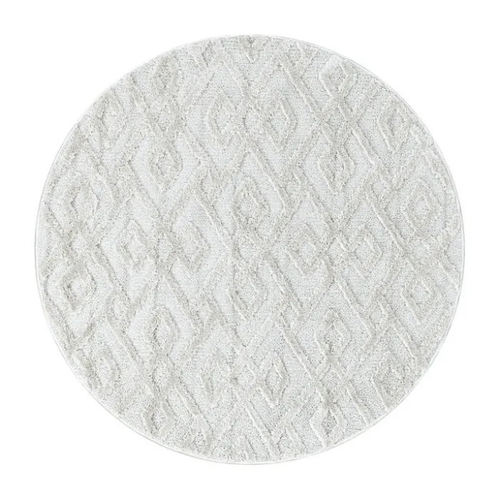 Teppich Skandinavisch Rund - Pitea Pattern Creme