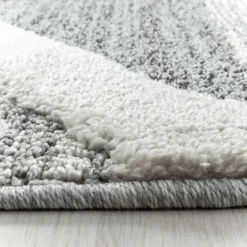 Teppich Skandinavisch Rund - Pitea Lines Grau Creme