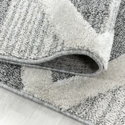 Teppich Skandinavisch Rund - Pitea Lines Grau Creme