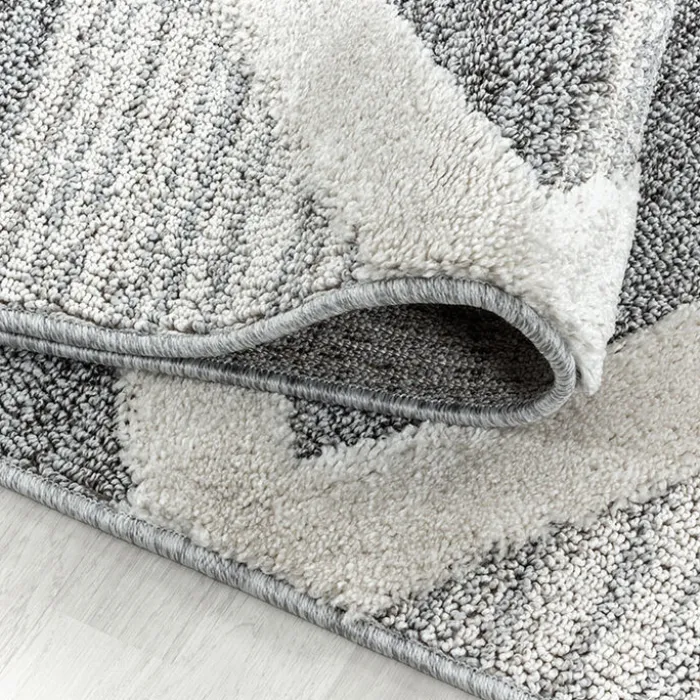 Teppich Skandinavisch Rund - Pitea Lines Grau Creme