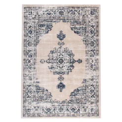 Teppich Vintage - Deep Medaillon Weiß Blau