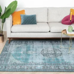 Teppich Vintage - Estate Medaillon Blau Grün