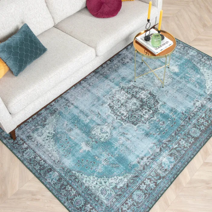 Teppich Vintage - Estate Medaillon Blau Grün