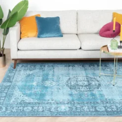 Teppich Vintage - Estate Medaillon Hellblau