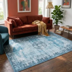 Teppich Vintage - Estate Medaillon Hellblau